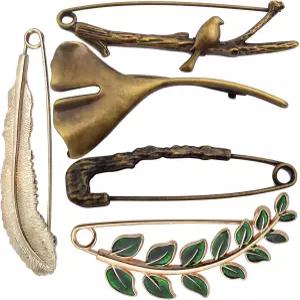 Hmjpng 5pcs 5가지 스타일의 초대형 안전 핀 빈티지 합금 브로치 스카프 담요용 헤비 듀티 품질 라펠