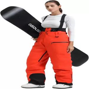 GSOU 스노우 여성 배기 스노우보드 팬츠 스키 턱받이 루즈 오버롤 방수 방풍 보온