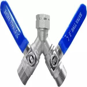 핏벨 가든 호스 Y 밸브 스플리터 스테인리스 스틸 3/4인치 GHT 스레드 긴 손잡이 포함