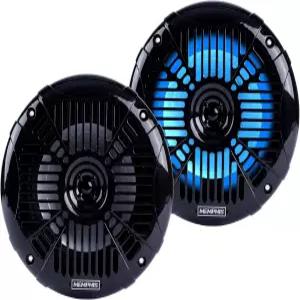 멤피스 오디오 MXA602SLB MXA OEM 장착 6.5인치 해상용 동축 스피커 검은색과 파란색 LED 페어