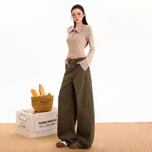 팬츠 겨울와이드 슬리퍼 슬림핏 여성패션 청바지 배기핏 커프스 DL4