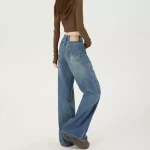 팬츠 네이비 빈티지 가을 캐주얼 겨울 와이드 청바지 슬림핏 배기핏 여성패션 로우컷 DL4