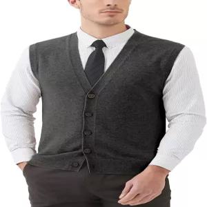 콜스핀 남성 스웨터 조끼 울 블렌드 브이넥 버튼 민소매 가디건