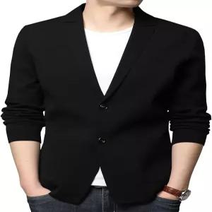 여성 남성 노치 라펠 코튼 가디건 스웨터 투 버튼 클로저 니트웨어