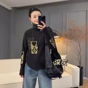 여성패션 프린트티 폴라 겨울 프린트 기모 이너 맨투맨 티셔츠 상의 DL4