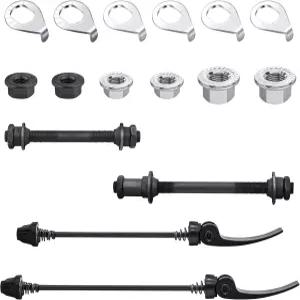 야우하르 16Pcs 3사이즈 자전거 허브 플랜지 액슬 너트 및 안전 와셔 키트 퀵 릴리스 꼬치 앞뒤 교체 부품