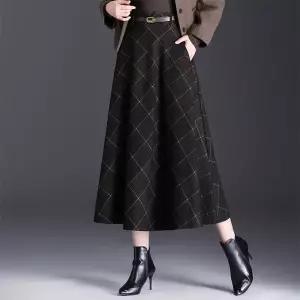 치마 미니 롱 레드 가을 겨울 빈티지 여성패션 체크 슬림핏 A라인 DL4