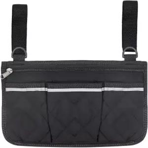 반사 스트라이프가 있는 ZCLGOOD 휠체어 사이드 백 팔걸이 수납 파우치 정리함 롤레이터 모빌리티 스쿠터용