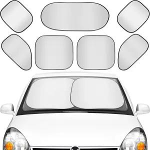 탈루 7피스 자동차 창문 그늘막 세트에는 4개의 측면 블록 태양 그늘막과 12개의 어리버리들이 장착된 후방