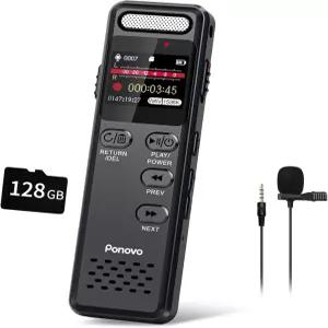 재생 기능이 있는 160GB 디지털 음성 녹음기 강의 인터뷰용 1100mAh 오디오 녹음 장치 소음 감소 1536Kbps