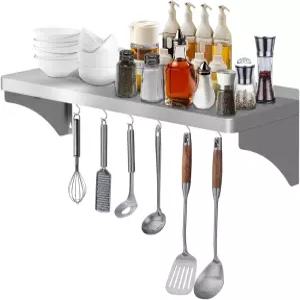 벤판 상업용 스테인리스 스틸 선반 12인치 x 36인치 250파운드 적재 용량 백스플래시 및 레스토랑 세탁