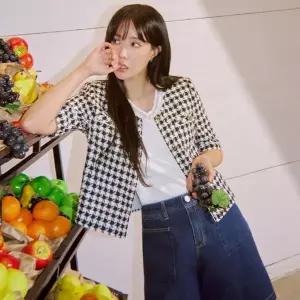 [하프클럽/베스띠벨리]베스띠벨리  25봄여름  체크보드 트위드 반팔 자켓2147