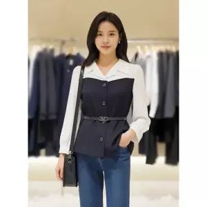 [백화점 홈쇼핑 정품] 숲 벨트 뷔스티에 레이어드 블라우스 SC3TSM3