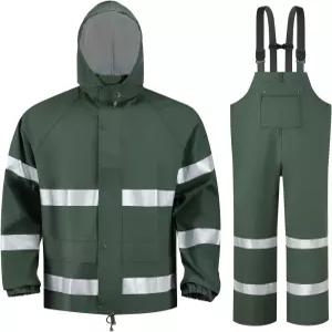 남성용 방수 크립스 재킷 레인 수트 반사 낚시용 헤비 턱받이 야외 오버롤 듀티용 기어