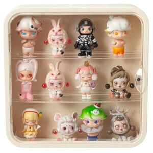 피규어용 투명 디스플레이 케이스, 벽걸이형 박스, 미니 액션 피규어 팝마트 수집품을 위한 마그네틱 도어가 있는 3단 조절식 아크릴 박스 스탠드, 크림