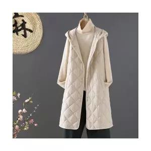 여성 트렌디 아이템 조끼 패딩 가을 겨울 얇은 하프 코트 이너 나시 후드 HT4