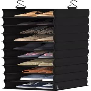 옷장 메이드 20502 신발 모자 핸드백 블랙 마감 옷을 위한 10단 패브릭 걸이 정리함