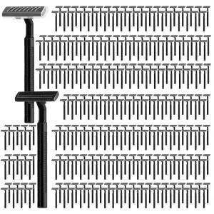 100팩 개별 포장 트윈 블레이드 면도기 투명 안전 캡 다용도 휴대용 목욕 호텔 여행용 블랙100개