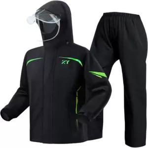 린조이 남성 방수 레인 수트 기어 재킷과 팬티 아웃도어 패커블 경량 통기성 후드 레인코트