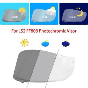 LS2 FF808 헬멧 바이저 고글 용 바이크 오토바이 광변색 hromic Tea black 렌즈를 자동으로 어둡게합니다.