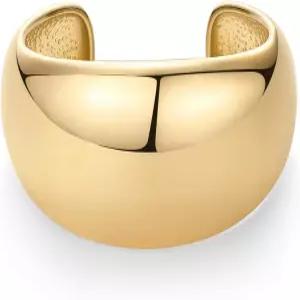 여성용 파보이 14K 골드 도금 청키 커프 팔찌 스테인리스 스틸 스테이트먼트 뱅글 방수 볼드 돔