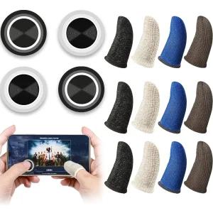 위우데이 16피스 휴대폰 게임 조이스틱 키트 터치스크린 컨트롤 조이패드 4개 게이밍 핑거 슬리브 12개