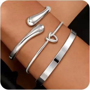 여성용 피커지 골드 뱅글 팔찌 비타니시 다인티 14K 도금 커프 방수 스택 주얼리 선물 트렌디한 조절 가능