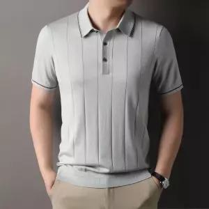 카라 반팔티 남성 티 여름 원사 혼방 캐주얼 니트 터틀넥 반팔 admr1