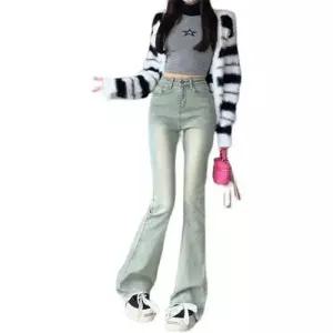 뚜에스틸로 빈티지 하이웨스트 옐로 스키니 여성청바지 봄가을 머드 부츠컷 스판 데님팬츠 ADOR1