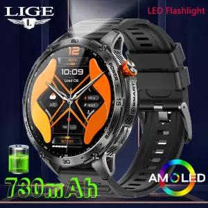 호환  LIGE 1.75 Amoled 스크린 남성용 Smartwatch 730mAh 배터리 블루투스 통화 IP68 방수 스포츠 트래커