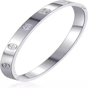 유판하이 러브 브레이슬릿 커프 18k 골드 도금 스테인리스 스틸 여성용 참신함과 모녀 주얼리 타원형 뱅글