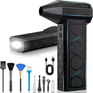 손전등이 장착된 전기 에어 더스터 180000RPM 압축 터보 팬(10000mAh) 다목적 제트 팬 보조 조명이 블로워
