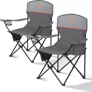 알파 캠프 접이식 캠핑 의자 잔디 야외 컵 홀더가 있는 250파운드 휴대용 야외용 쿨러 파우치 2팩