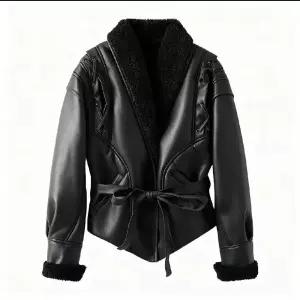 빈티지 자켓 가을겨울 코트 일체형 여성패션 가죽 청과넥 벨트 퍼 DL4