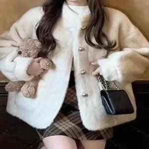 동계 여성패션 가죽 자켓 털 일체형 코트 차이나 도톰한 숏 퍼 상의 DL4