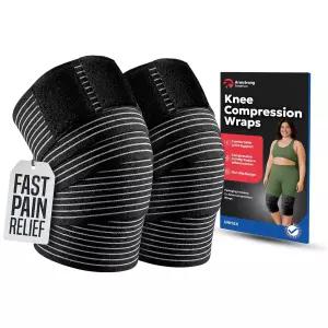 다리 허벅지 햄스트링 발목 및 팔꿈치 관절을 위한 탄성 무릎 압박 소매 붕대 랩 I 지지 스트랩 부종 감소