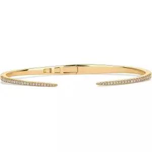 파보이 14K 골드 도금 큐빅 지르코니아 클로 뱅글 팔찌 여성용 우아한 CZ 커프
