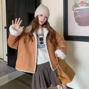 여자 겨울 트렌디 아이템 코트 모피 퍼 일체형 램스울 도톰 HT4