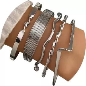 IFKM 골드 뱅글스 여성용 팔찌 14k 도금 다층 스태커블 오픈 세트 엘레강스 트렌디한 매력 변색되지 않는