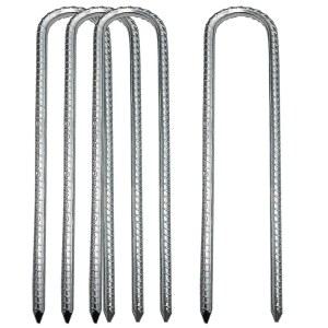 그라운드 스테이킹 강철 철근 텐트, 헤비 듀티 가든 앵커 페그스 U자형 금속 울타리 트램폴린 캠핑 캐노피 헛간 스윙 세트, 12인치 4팩