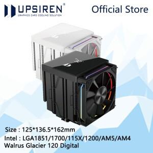 UPSIREN Walrus Glacier 120 디지털 공기 냉각 라디에이터, 6개의 히트 파이프 듀얼 타워 팬/LGA1851/1700/