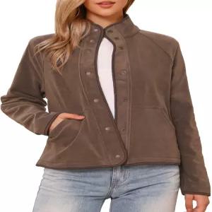 여성용 알레그라 K 플리스 재킷 2025 캐주얼 긴팔 버튼 다운 겨울 코트 포켓 포함