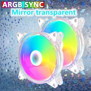 ARGB  PWM PC 케이스 냉각 팬, 초저소음, 높은 기류, 반투명 흰색 컴퓨터 선풍기, 120mm