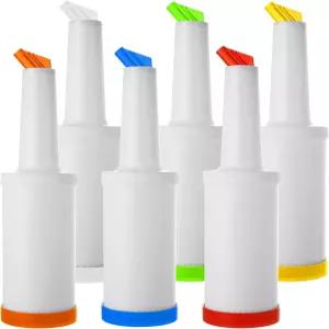 6팩 과일 주스 및 주류 붓기 병 컬러풀 용기 주스용 플라스틱 홈 파티 바 주방 용품용 디스펜서