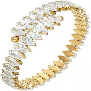 워바누 라인스톤 커프 팔찌 큐빅 지르코니아 테니스 여성용 조절 가능한 신축성 뱅글