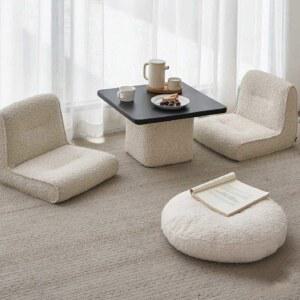 양털좌식의자 뽀글이 화이트 소파 빈백 바둑판 방석 양털의자 좌식 체커보드