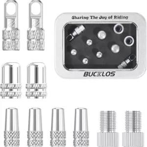 벅로스 바이크 타이어 밸브 스템 캡 세트 프레스타 및 슈레이더 코어 제거 기능이 있는 어댑터 10Pcs 장착