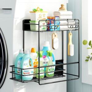 세탁기용 니에피 마그네틱 선반 헤비 듀티 2단 세탁 정리함 세탁실 수납용 건조 시트 홀더 블랙