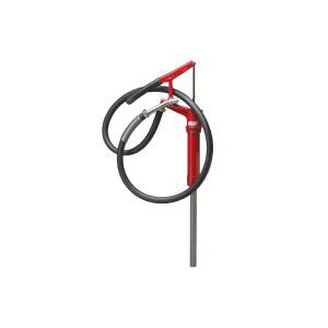 링컨 1335 레버 액션 유체 이송 펌프, 16~55갤런 드럼, 8.5 Fl. 온스 퍼 스트로크, 2인치 번지, 황동 링, 6인치 탈착식 호스, 스틸 배출구 노즐, 체크 밸브, 멀티 포지션 핸들 장착