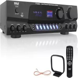 Pyle 200W 가정용 오디오 파워 앰프 AM /FM 튜너가 장착된 스테레오 수신기 에코가 2 마이크 입력 디지털